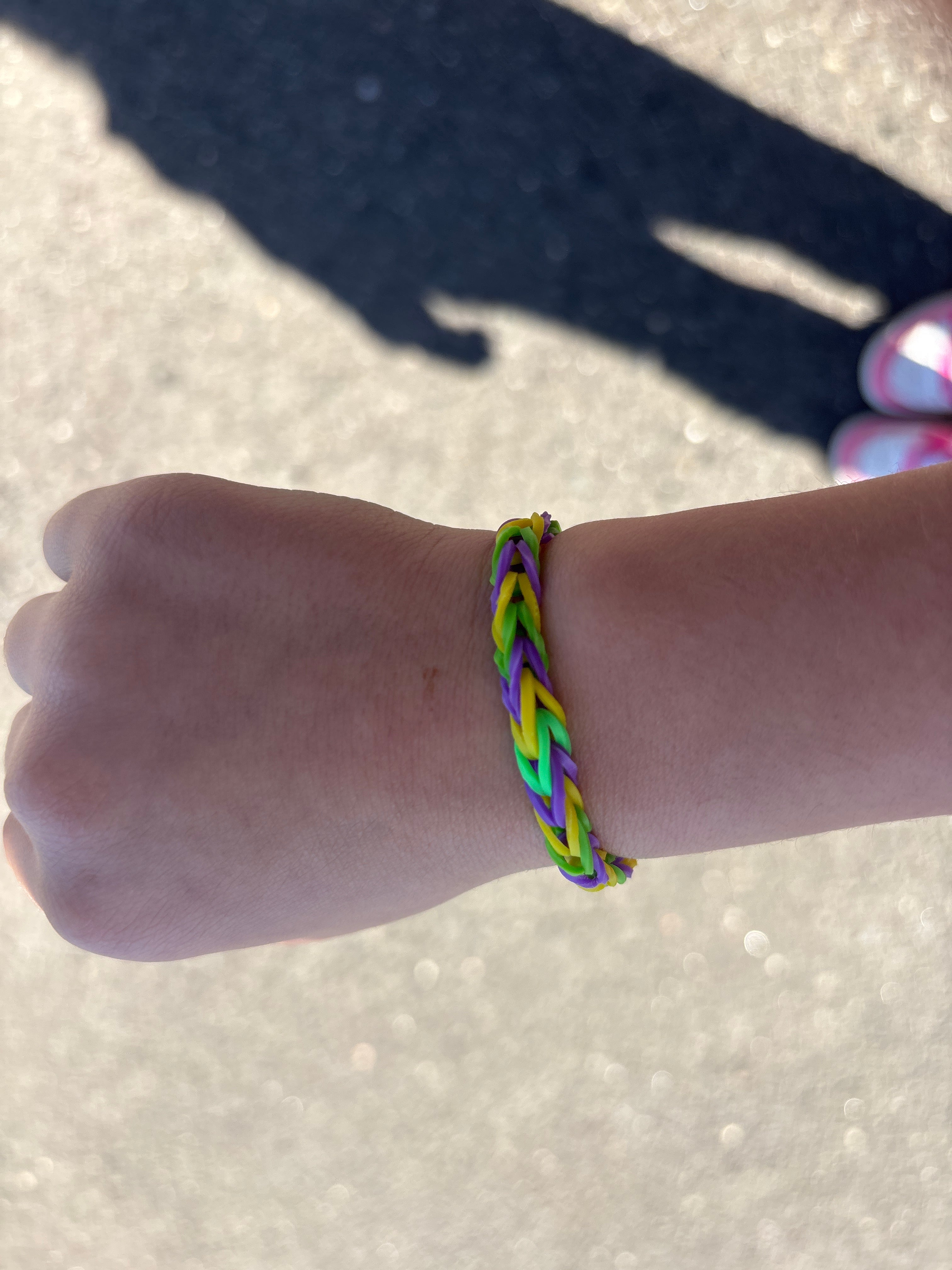 Green yellow purple loom bracelet
